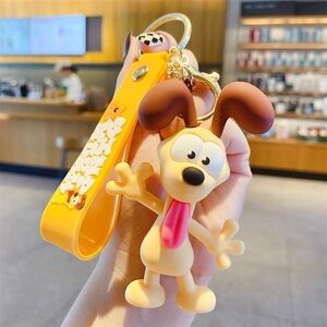 Playful Dog Keychain with Brown Ears